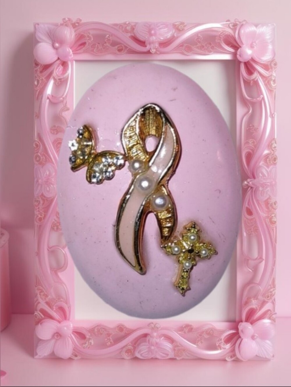 Pink Ribbon Tac Pin Breast Cancer Awareness Handmade
